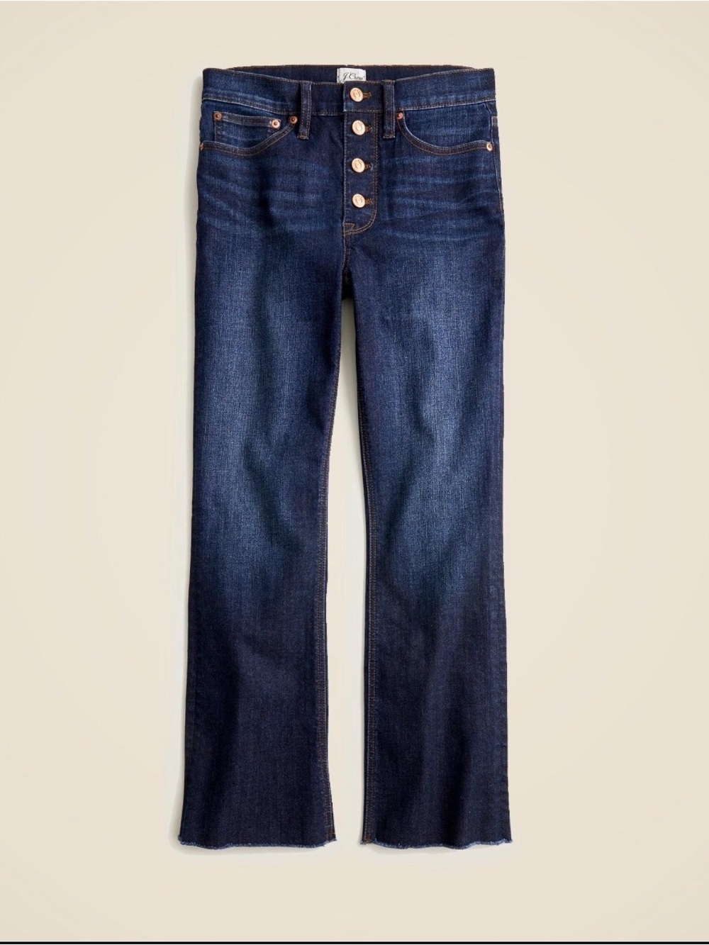 J. Crew Dark Indigo Straight-Leg Jeans with Button-Fly